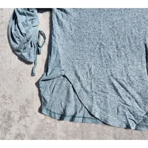 Anthropologie Saturday Sunday Women Small Sweater Green Marled Cinch Tie Sleeves - Picture 8 of 11